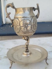 Dragon Figural Lady Antique Yerba Mate Silverplate Hand made