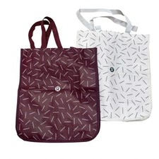 Lululemon Reusable Tote Bag Logo Maroon White Shopping Bag Snap Closure Qty 2