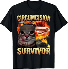 Funny Circumcision Survivor Cat Shirt Oddly Specific Meme Gift Unisex T-shirt