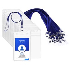 100 Pcs Vertical ID Holder Badges Name Tags,Waterproof Clear Plastic ID Card ...
