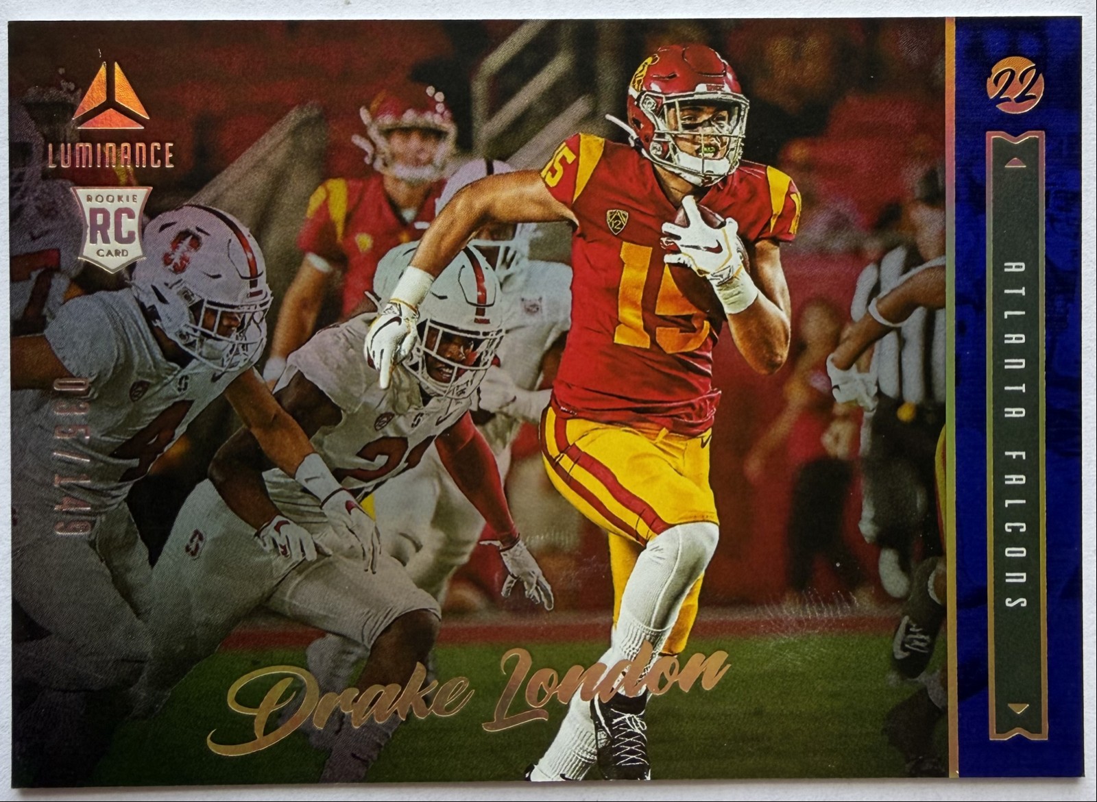 2022 Panini Luminance - Rookie Drake London #189 Blue /149 (RC)