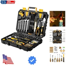 Complete 158-Piece Hand Tool Kit in Plastic Storage Case - Portable & Organized