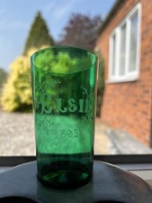 Unique Victorian Hand Decorated Forest Green Coloured Small Glass ‘Elsie’ 1893