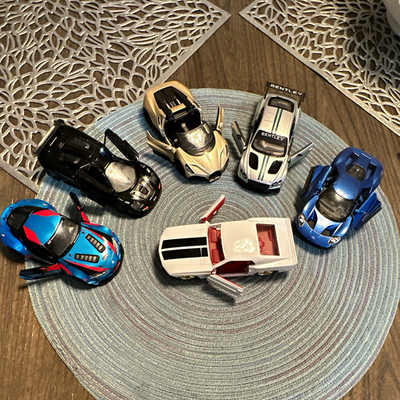 Diecast Toy Car Lot - Opening Doors, Bentley Race Car, Black/Gold/Silver/Blue 6
