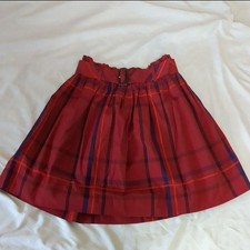 Burberry Blue Label Check Cotton Mini Skirt Red Navy Belt Size 36 New