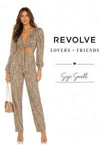 Revolve Lovers And Friends Cheetah Print Cut Out Jumpsuit Size Small 