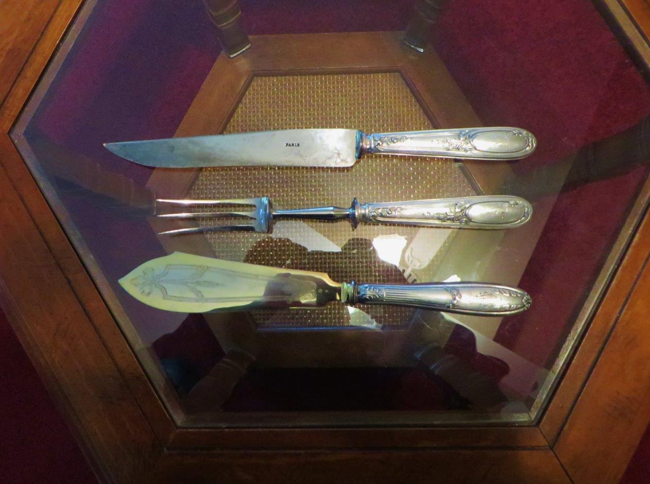 Interesting 19th Century French Silver 3 Piece Carving Set, Free