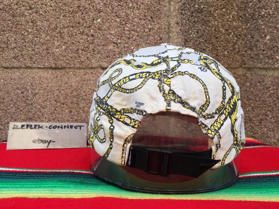 10 DEEP 6 paneles Cadena Gang oro cuerda eslabones AOP TODO impresión gorra blanca rara Foto 4 de 4