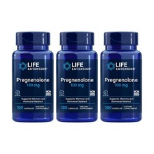 3 PACK Life Extension Pregnenolone 100mg for Memory Anti Aging Hormones 100 Caps