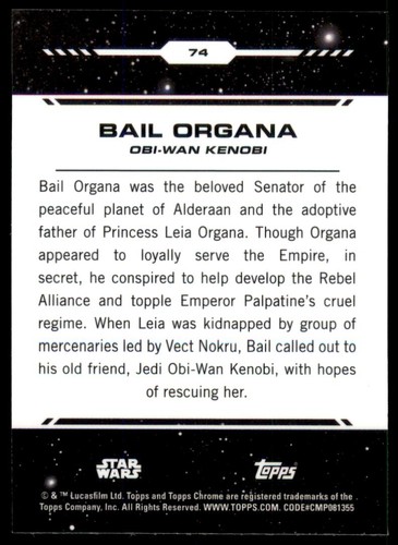 2024 Topps Star Wars Chrome #74 Bail Organa - Bild 2 von 2
