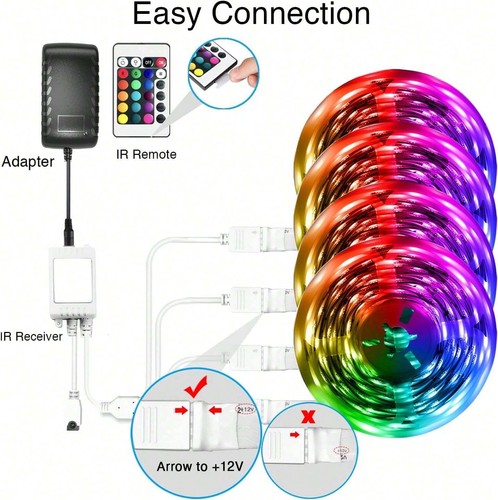 100FT RGB LED Strip Lights with App & Remote, Music Sync, Bluetooth Control - Picture 24 of 32