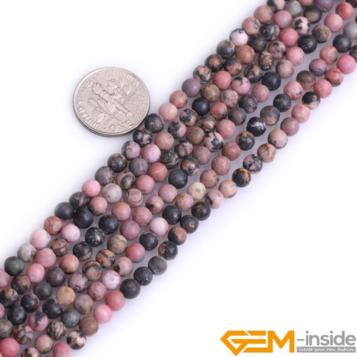Natural Black Rhodonite Frosted Matte Round Loose Beads for Jewelry Making 15" - Picture 4 of 27