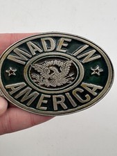 Vintage In Style Belt Buckle 1979 Made In America Enamel Eagle Green 1330