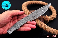 CUSTOM HANDMADE FORGED DAMASCUS STEEL BLANK BLADE HUNTING KNIFE SKINNER 1729