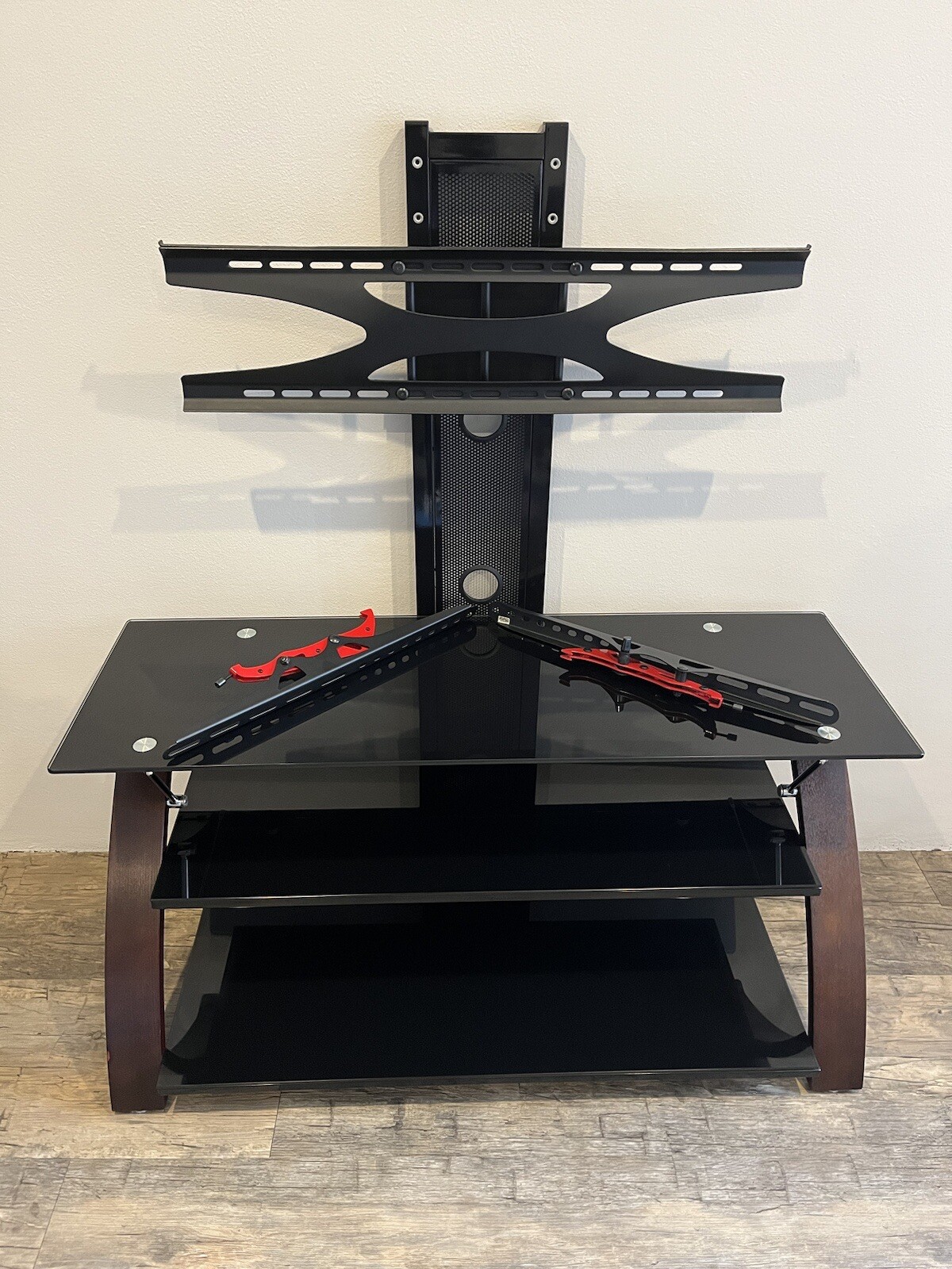 TV Entertainment Unit Brentwood 3 Tiers Tempered Glass TV Stand eBay