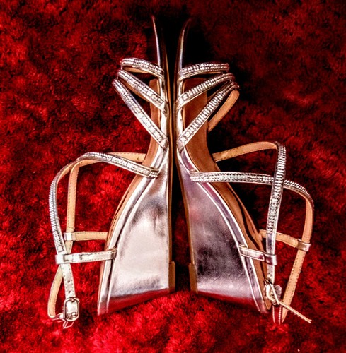 Nina Shoes/sandals Neona silver embellished SIZE 6, heel 2.5" WAS $139.99,NEW - Picture 4 of 12
