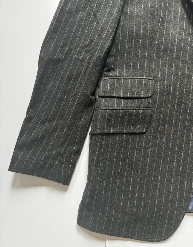 Chaqueta Blazer ETRO Cashmere Para Hombres Gris Carbón Rayas 54 L ~ Hecha en Italia Foto 3 de 4