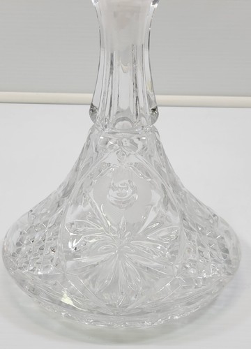 MM) Vintage Clear Cut Glass Round Decanter Bottle w/ Stopper Set Liquor Wine - Picture 3 of 12