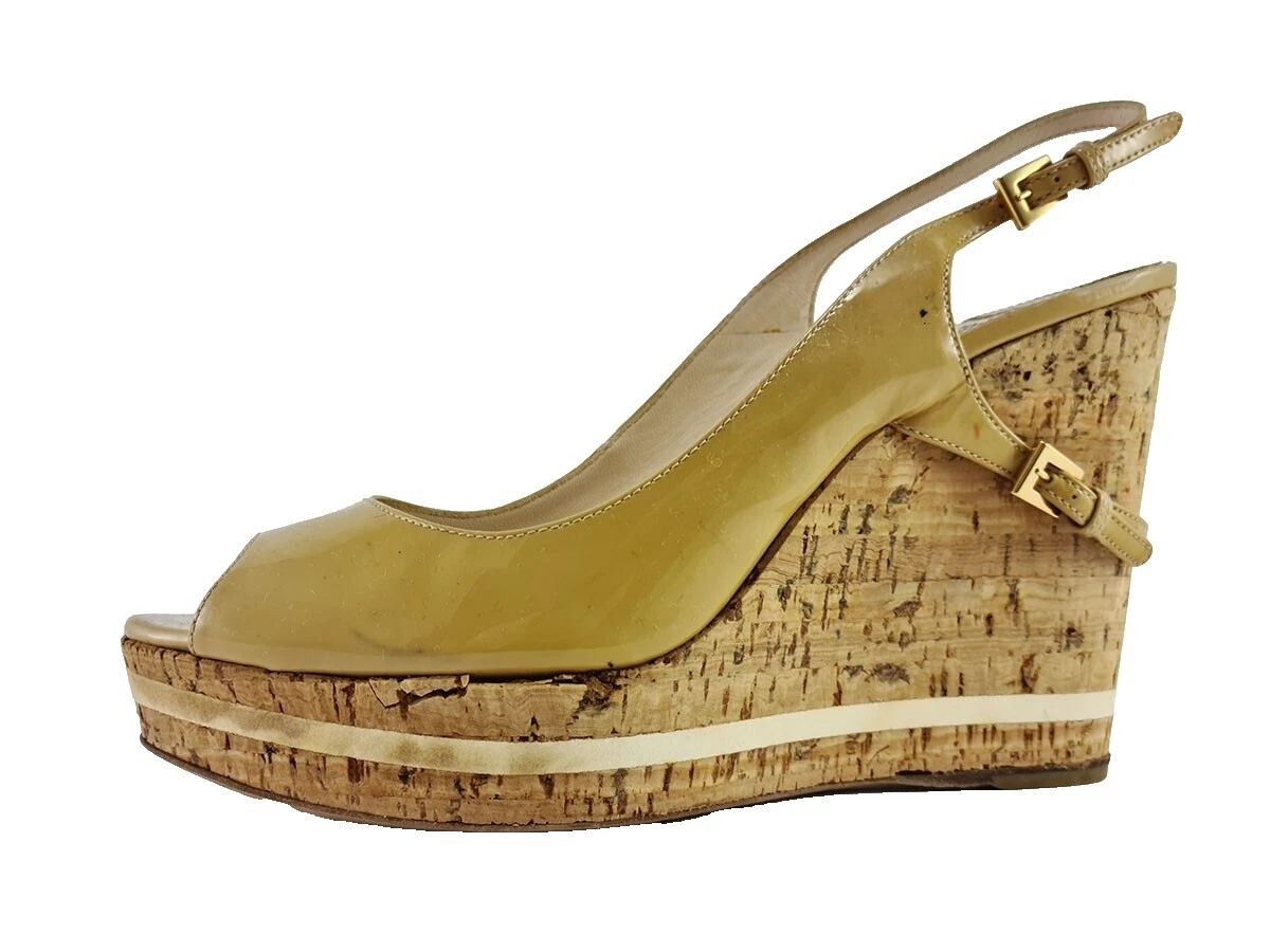 PRADA Wedge Patent Leather Casual Heels for Women