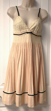 Anthropologie Coven "Vanilla Grass" Eyelet Pleated Knit Fit&Flare Dress size XS