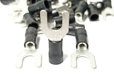 100pcs BLACK FORK SPADE TERMINAL 14-12 1/4 VINYL INSULATED CRIMP WIRE CONNECTOR