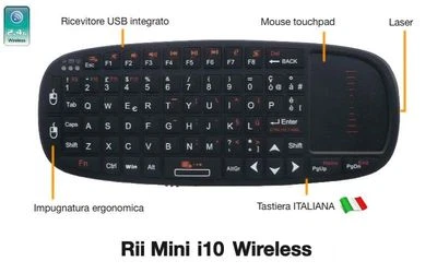 Rii Mini i10 sans Fil - Clavier Avec Souris Tablette Tactile pour Smart TV,PC,PC