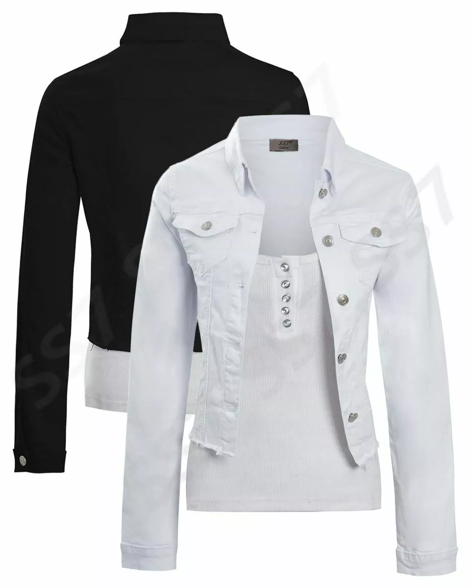 Womens Size 14 12 10 8 6 Stretch Fitted Denim Jacket Jean Jackets