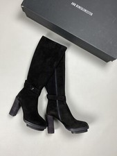 New Ann Demeulemeester ladies suede over the knee heeled boots shoes size 37.5