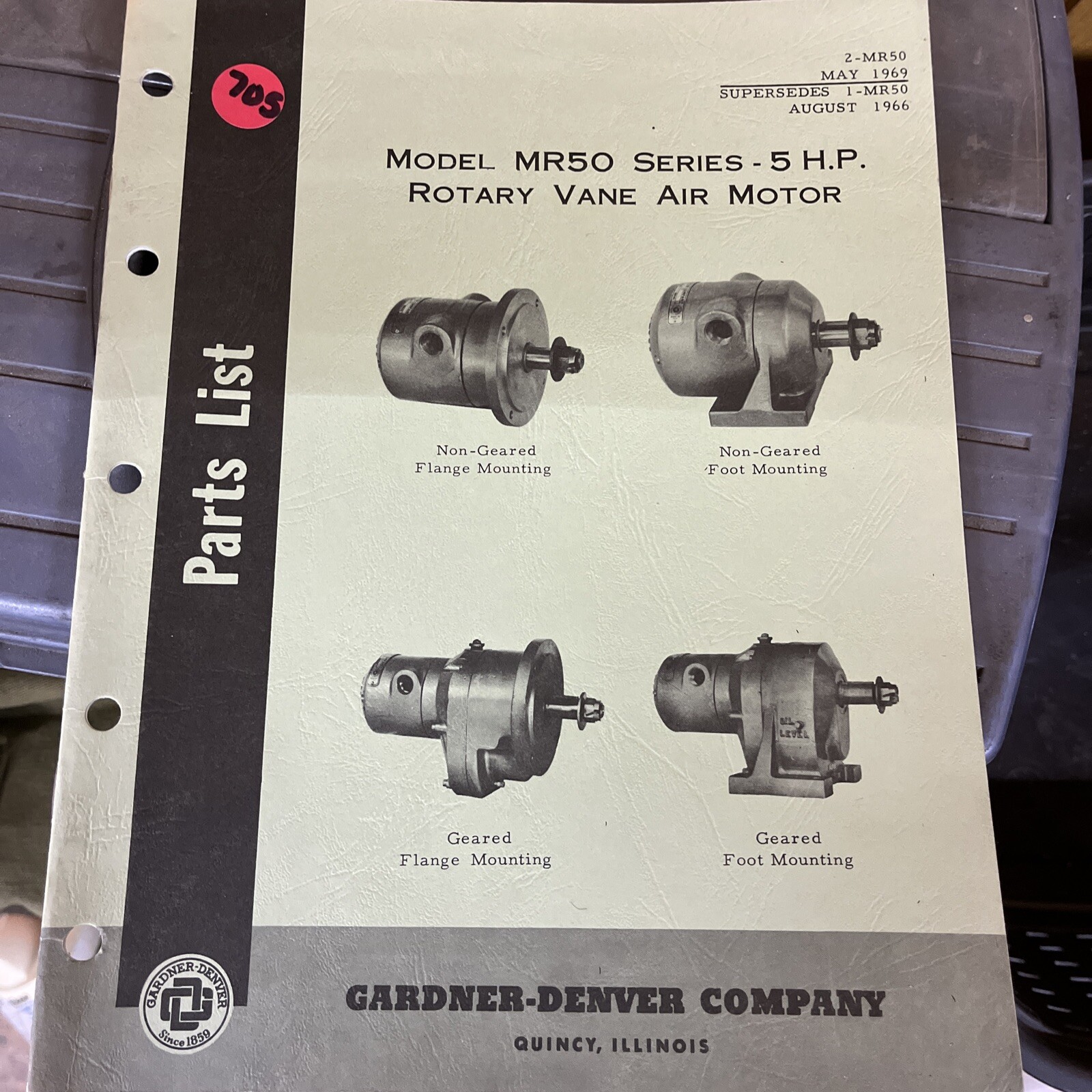 Gardner-Denver MR 50 rotary vane air motor parts manual #705 | eBay
