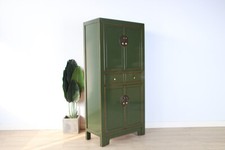Chinesische Kommode Hochzeitschrank Mssivholz  olivgrün #M-HOC-A31G