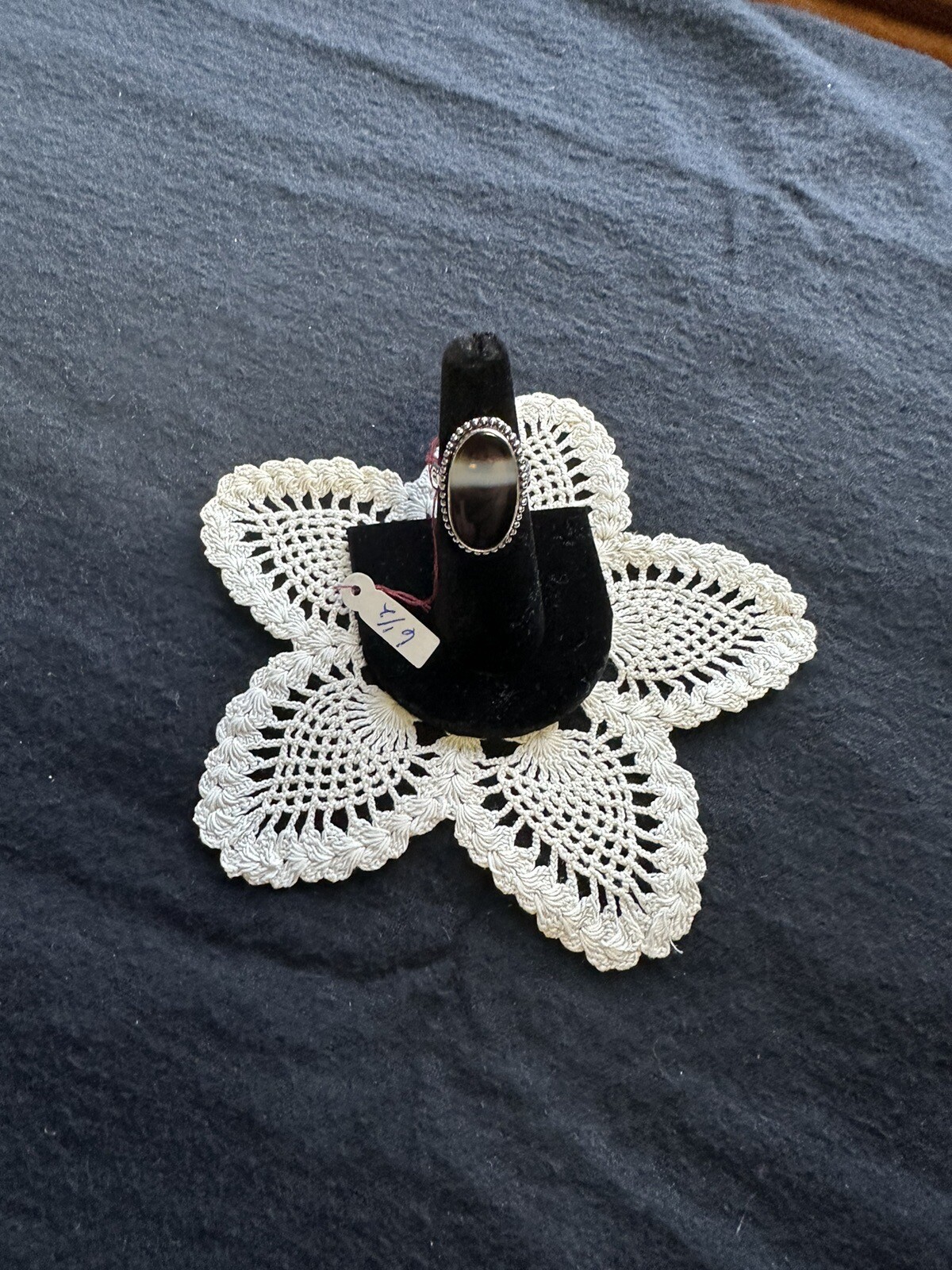 sterling silver ring, Semi Translucent Brown/ Whi… - image 6