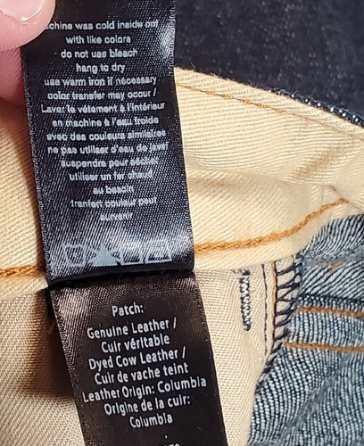 Unique Rag & BONE denim Blue Jeans 32x27 Contrast Cuff Leather Patch - Picture 10 of 11