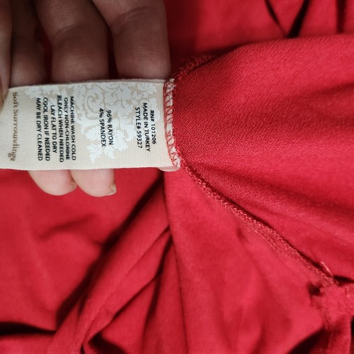 Soft Surroundings Shirt Womens 1X Red Tunic Blouse Long Sleeve Stretch Jersey - Picture 8 of 10