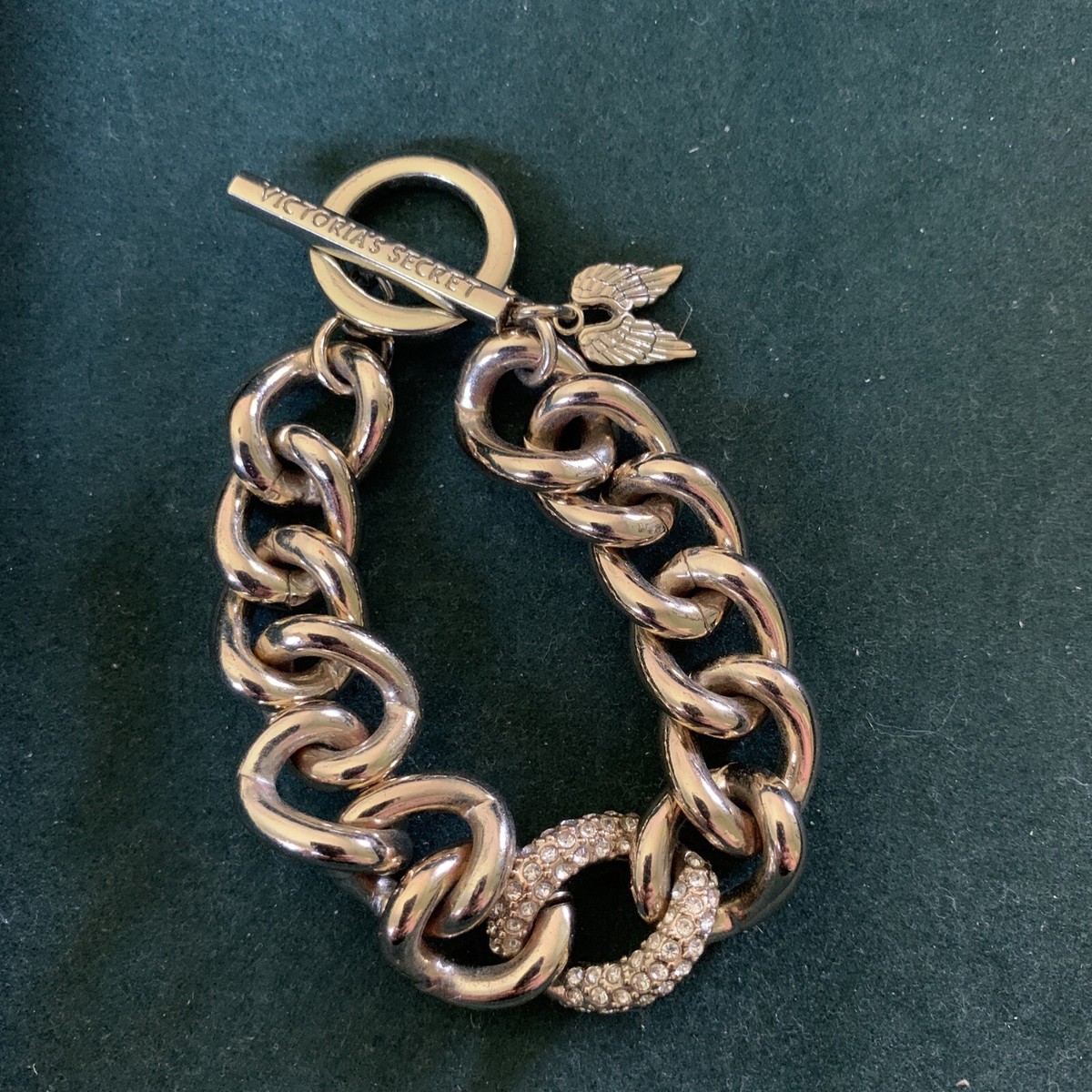 Victoria's Secret Chunky Gold Tone Angel Wings Chain Link Toggle