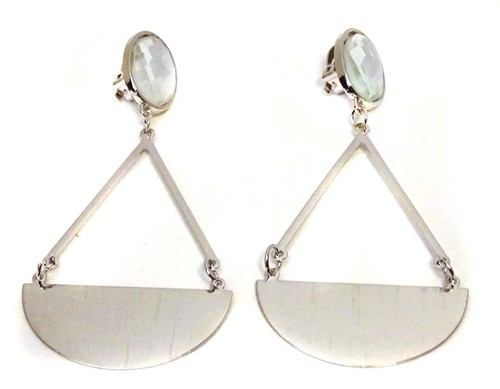 CLIP-ON EARRINGS DROP GOLD OR SILVER DANGLE ASSORTED COLORS 3.5 INCH LONG - Picture 2 of 10