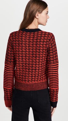Victoria Beckham 289216 Women's Contrast Elbow Patch Sweater, Bright Red/Navy, S - Picture 2 of 4