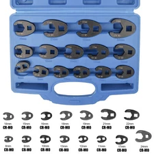 Crowfoot Flare Nut Wrench Set Metric Crows Foot for 8 to 24 mm Nuts 3/8" & 1/2"