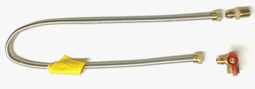 (6) Gas Appliance Hook Up Kit Brass Gas Ball Valve w/ Flexible SS Hose Connector - Picture 2 of 3