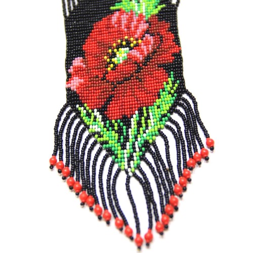 Poppy Beaded Necklace Red Flower Gerdan Necklace for Women Ukrainian Jewelry - Picture 17 of 19