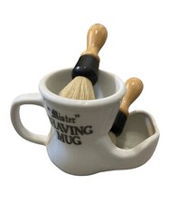 Mister Shaving Mug Vintage Two Brushes Farmhouse Bath Decor Retro Grandpa