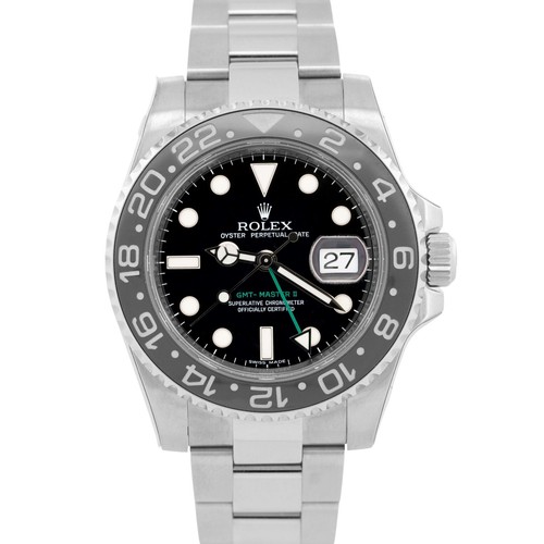 NEW STICKERED PAPERS Rolex GMT-Master II BLACK Green NOS 40mm 116710 LN BOX