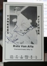 Russ Van Atta Autographed Diamond Greats Baseball Card Yankee Pitcher COA