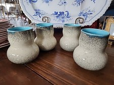 4 VTG MCM LOMA Pottery ? Vases Speckled Colors turquoise gray