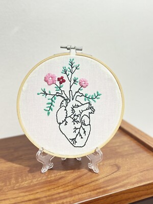 Handmade heart embroidery