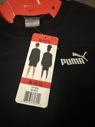 Kids black puma sweatshirt and shorts set new size m 10/12 - Picture 2 of 5