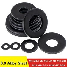 Grade 8.8 M2 M3 M4 M5 M6 M8 M10 M12 M16 M20 M22 Black Flat Washer Metal Washe