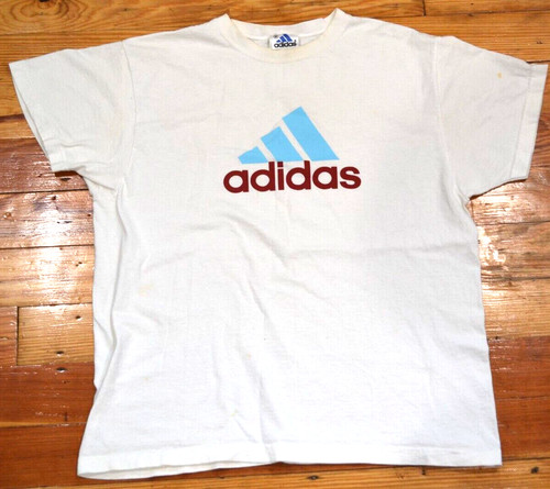 VINTAGE Adidas 3 Stripe Blue Logo Retro 90s Made In USA Sz M