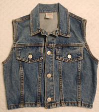 VTG Bongo by Gene Montesano Women Size Small Vest Blue Cotton Denim Medium Wash
