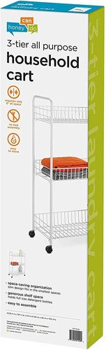 Honey-Can-Do 3-Tier Rolling Household Storage Laundry Basket-Style Cart, White - Picture 4 of 4