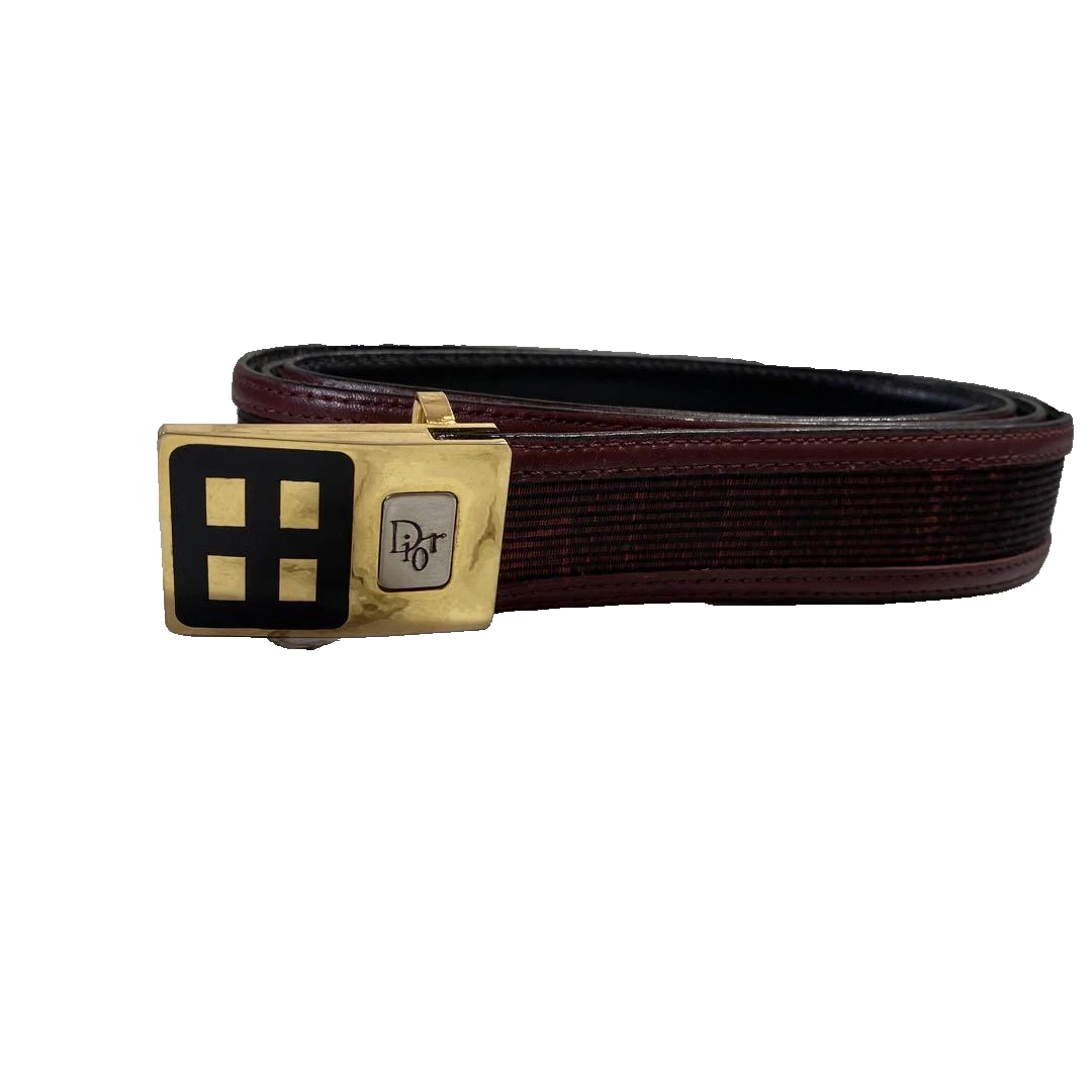 Christian Dior Logo Ceinture Cuir Bordeaux Trotter Interrupteur pour Cadeau du JAPON